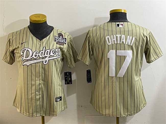 Womens Los Angeles Dodgers #17 Shohei Ohtani Cream 2024 World Series Cool Base Stitched Baseball Jersey